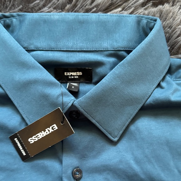 Express Other - Express Men's Teal cotton stretch Casual Button Down Shirt